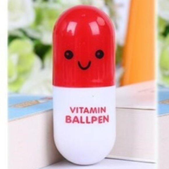NEW Cute RED Capsule Retractable Ballpoint Pen - Picture 1 of 3